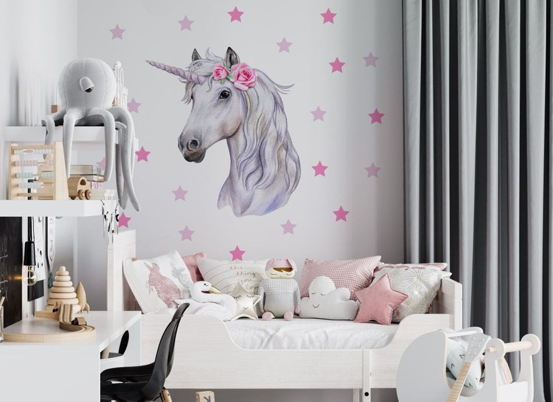Wall decals Children's unicorn with stars