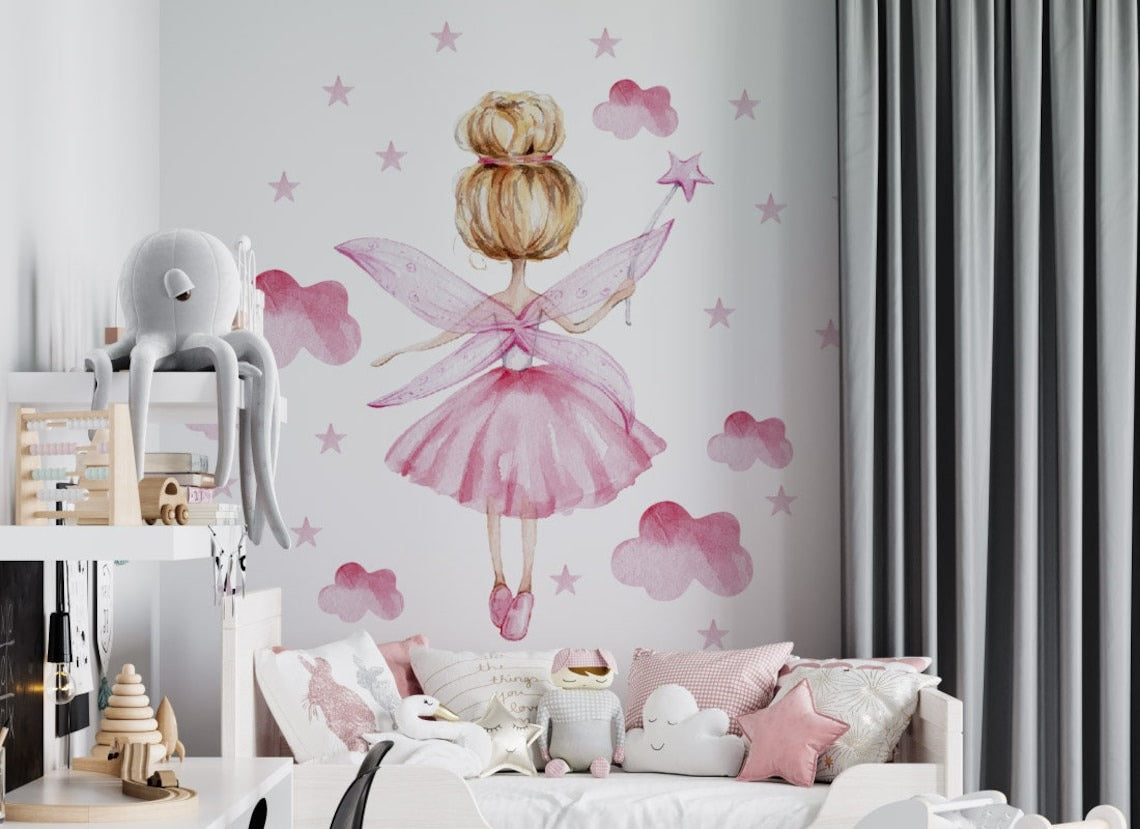 Wall decals Children's pink fairies (0017)