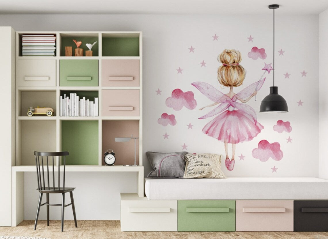 Wall decals Children's pink fairies (0017)