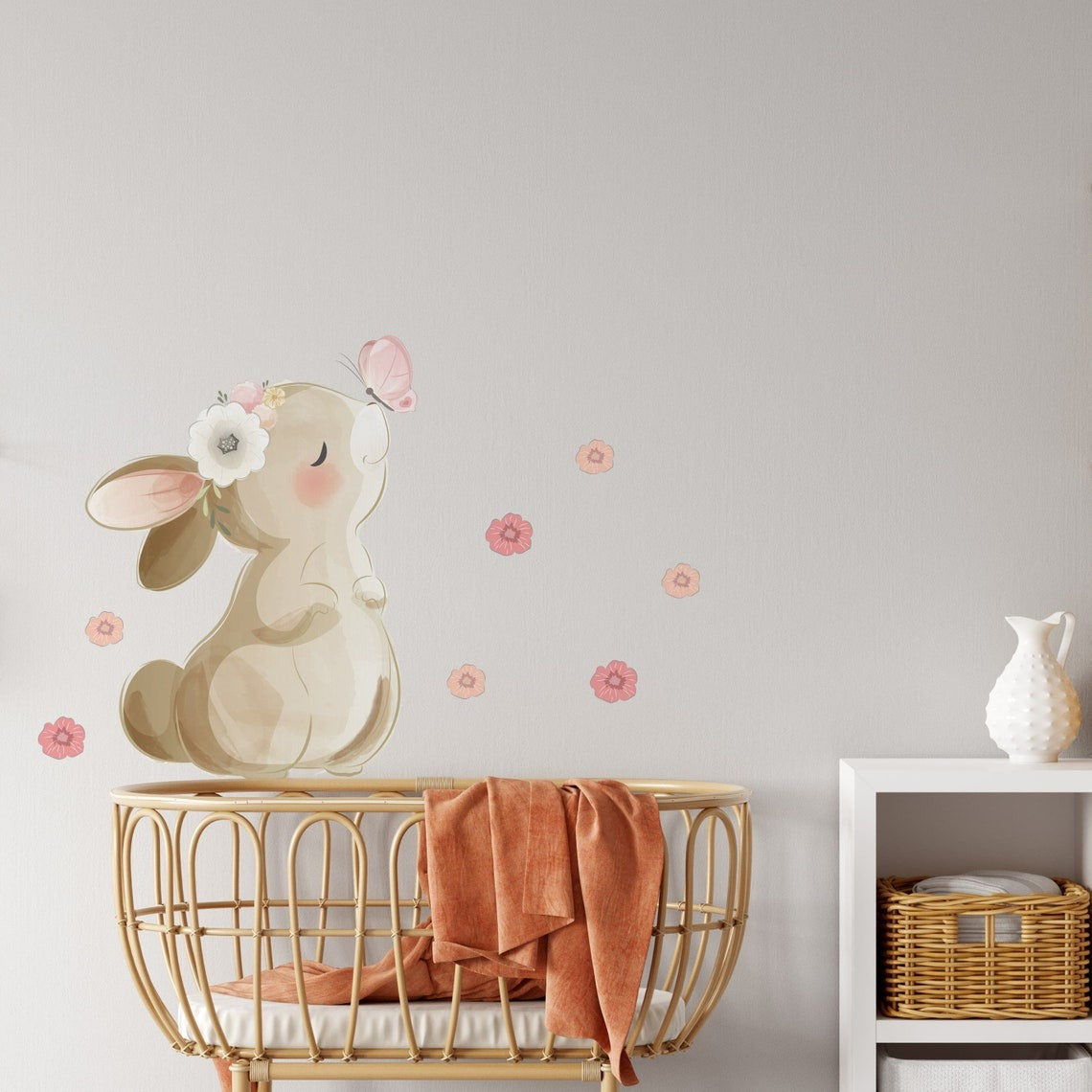 Wall decals Children's Rabbit with flowers and butterflies (0013)