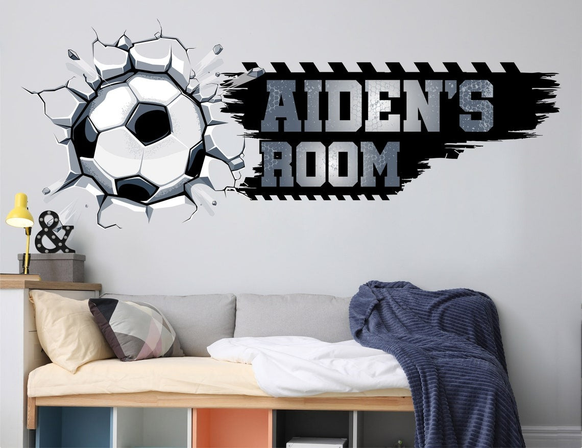 Wall decals Children's soccer with name (0057)