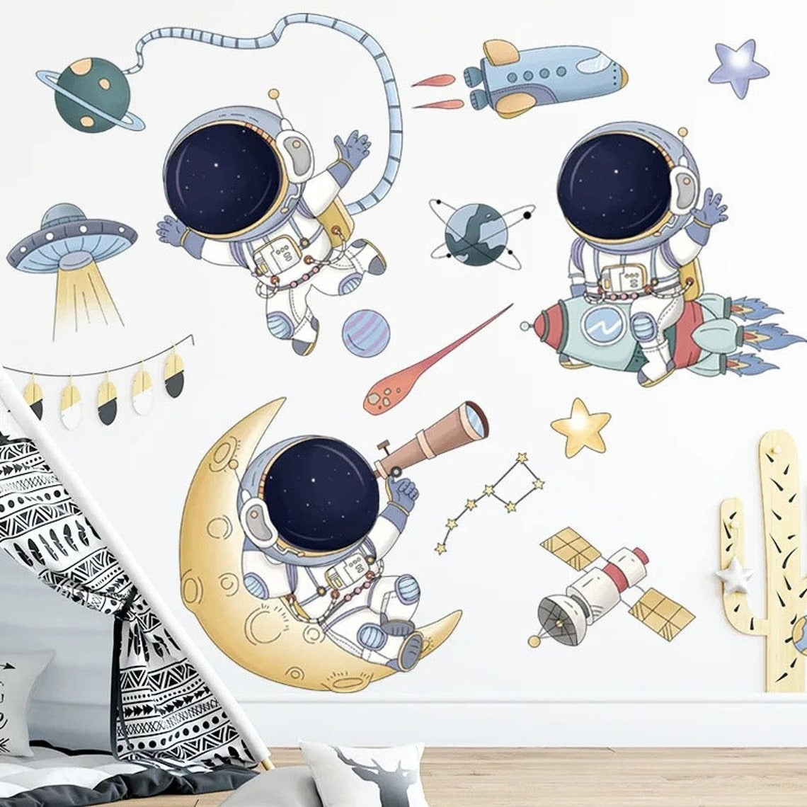 Wall decals Children's space astronauts 6 (0055)