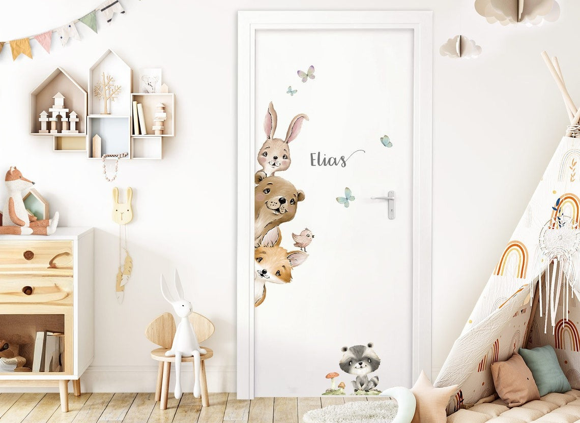 Wall decals for Children's door with animals