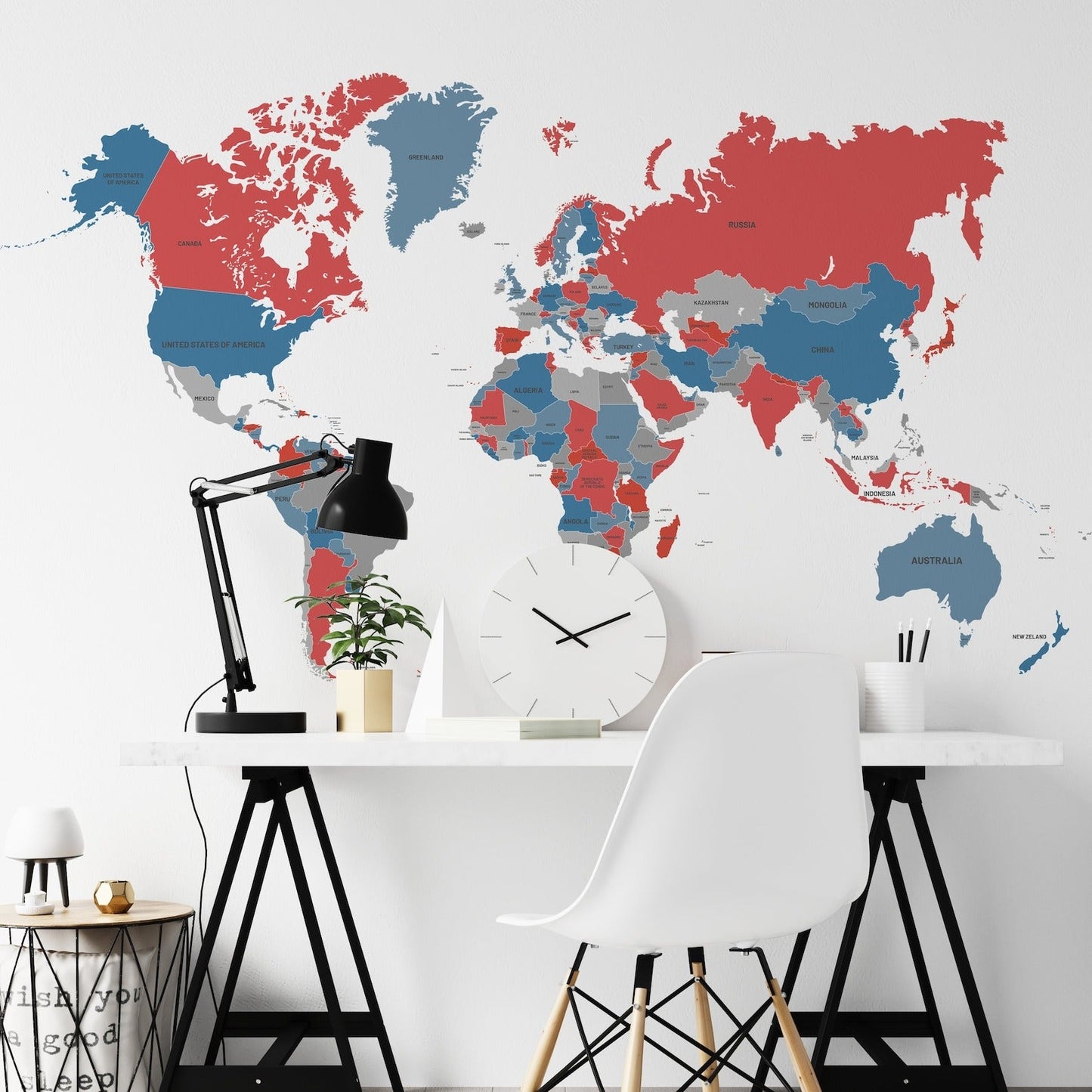 Wall decals World map countries various colors
