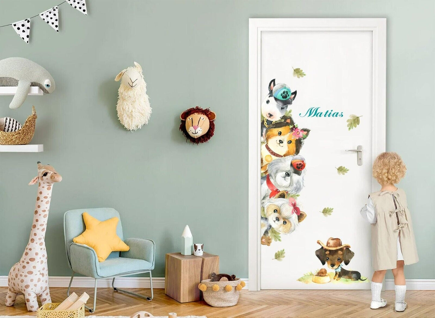 Wall decals for Children's door with animals