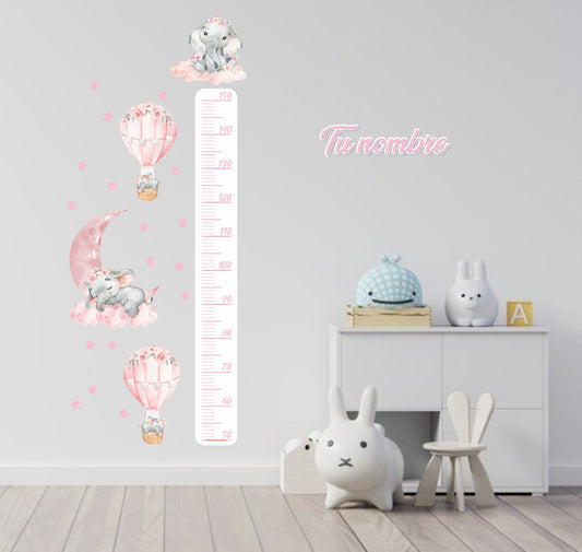 Height Chart Children's pink elephants girl