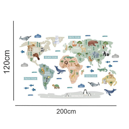 Wall decals Children's world map animals