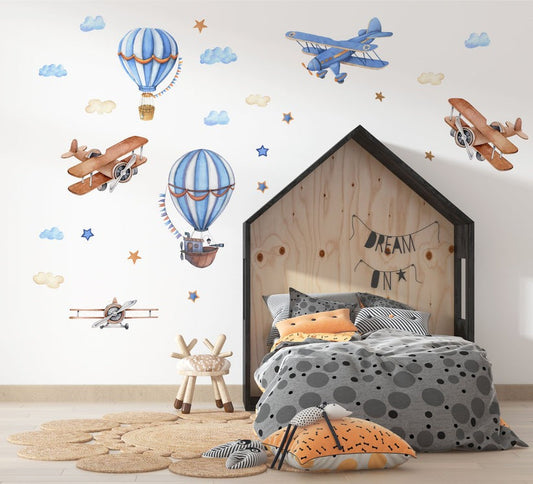 Wall decals Children's blue airplanes