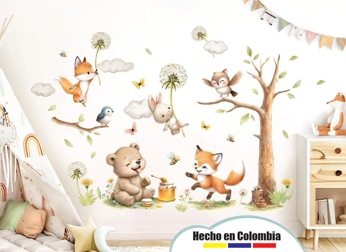 Wall decals Children's  Set of varied animal models.