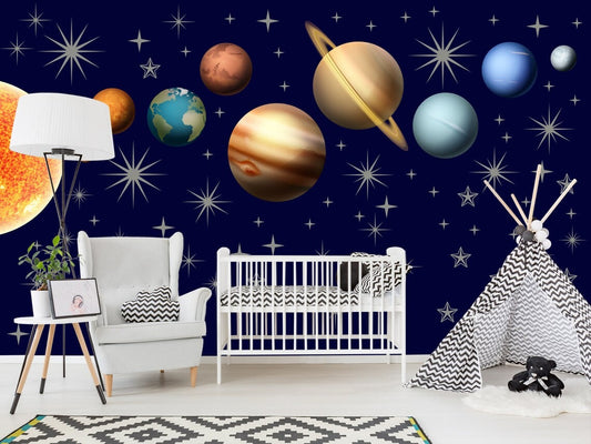 Wall decals Children's space astronauts solar system (0049)
