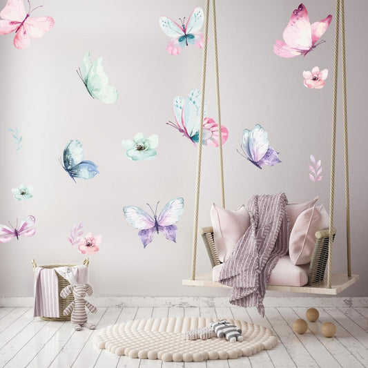 Wall decals Children's Butterflies and flowers (0068)