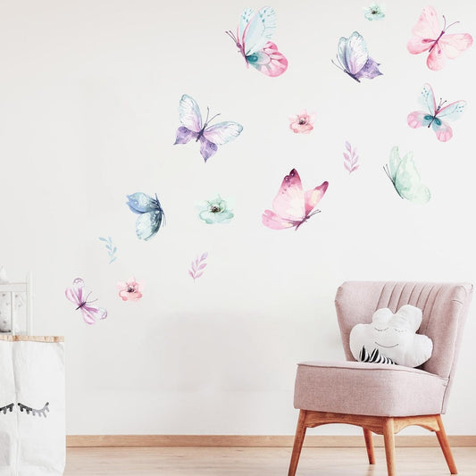 Wall decals Children's Butterflies and flowers (0068)