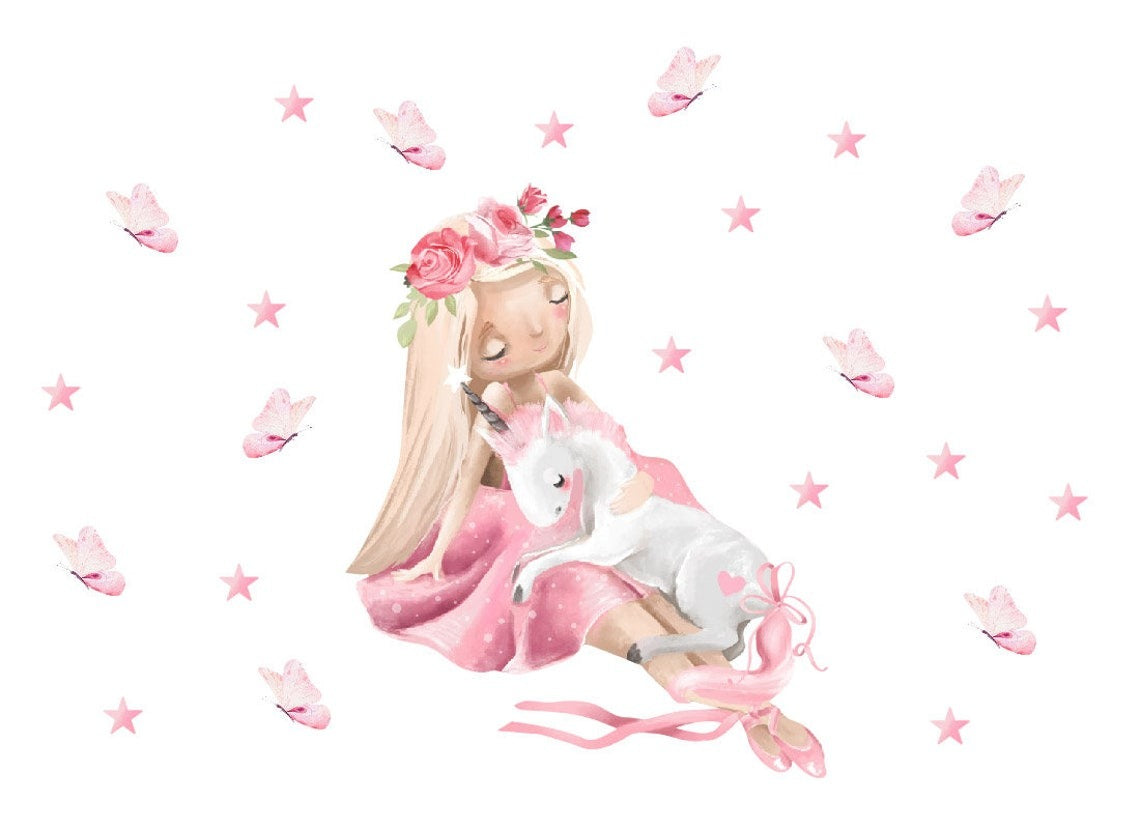 Wall decals Children's unicorn with princess