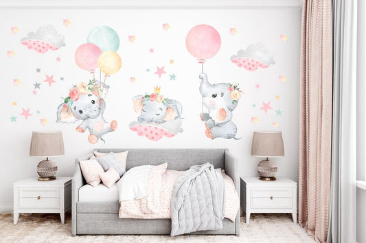 Wall decals Children's watercolor elephant 2  (0043)