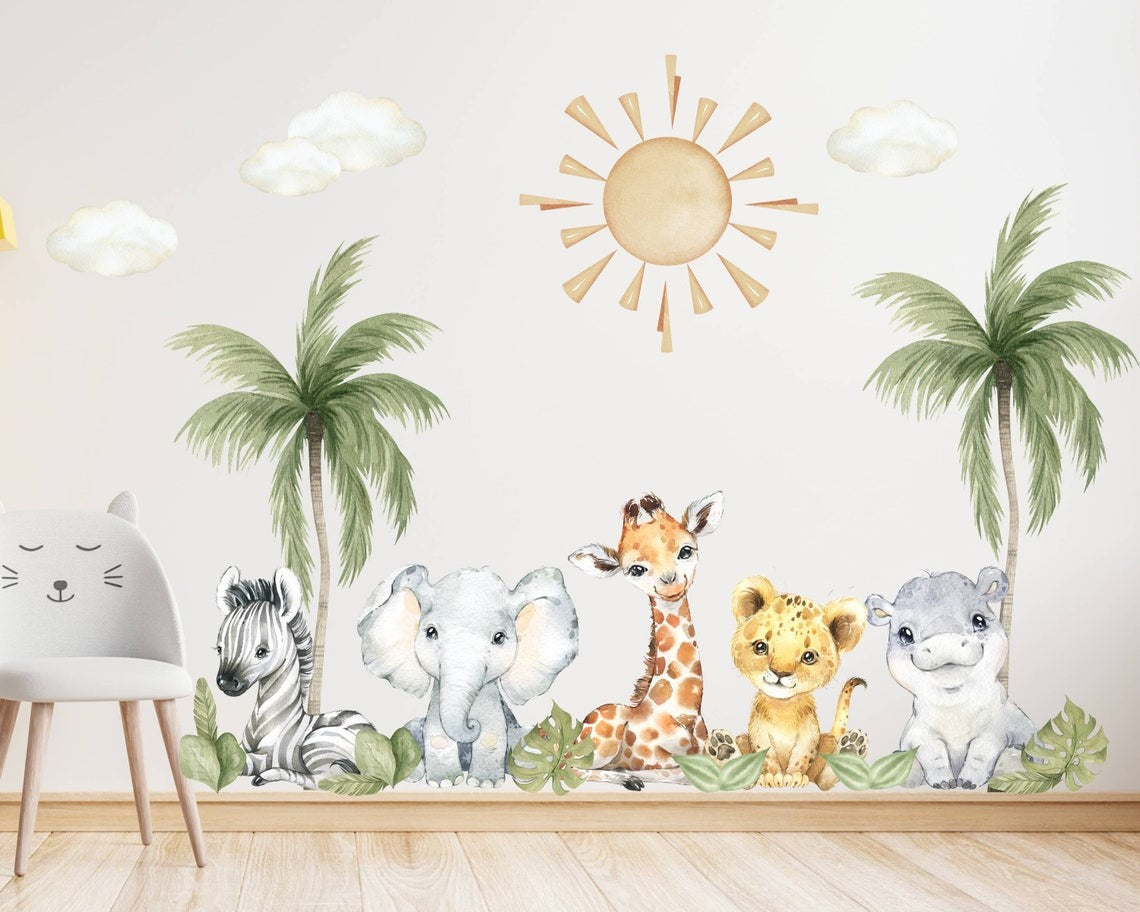 Wall decals Children's  Set of varied animal models.