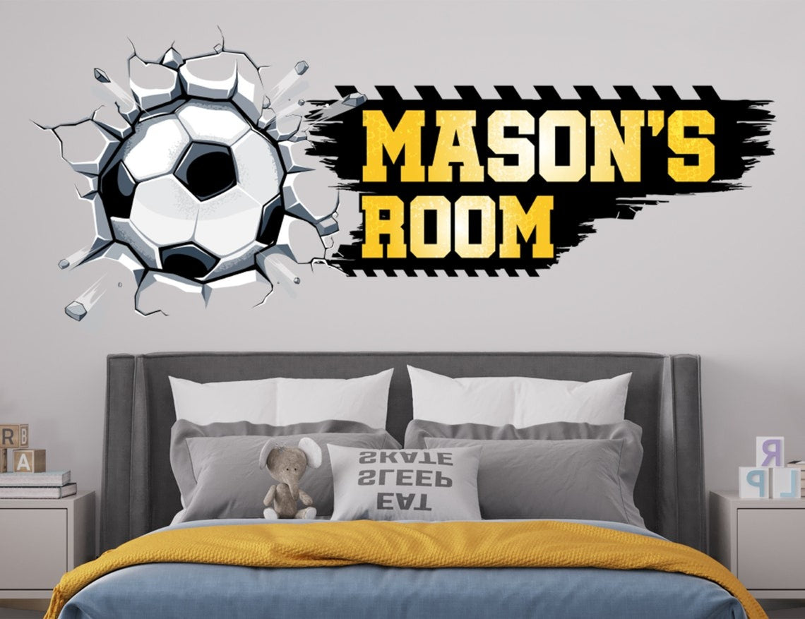 Wall decals Children's soccer with name (0057)