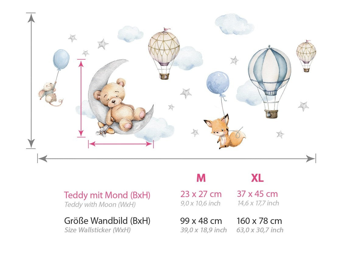 Wall decals Children's bear on the moon (0081)