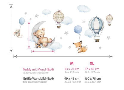 Wall decals Children's bear on the moon (0081)