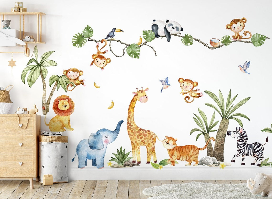 Wall decals Children's  Set of varied animal models.