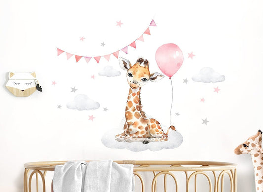 Wall decals Children's  Giraffe Balloon Stars (0018)