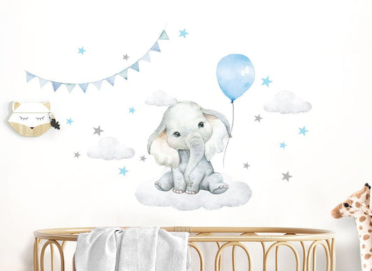 Wall decals Children's Elephant Balloon Star  (0045)