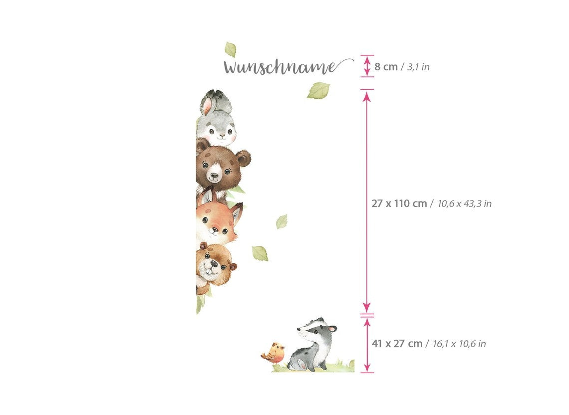 Door Decal Children's forest animals 0001