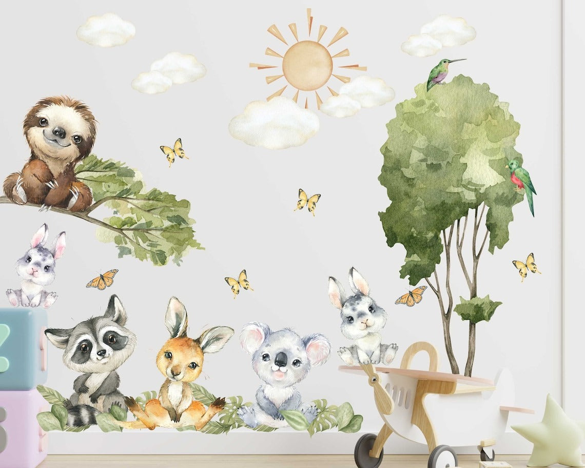 Wall decals Children's  Set of varied animal models.