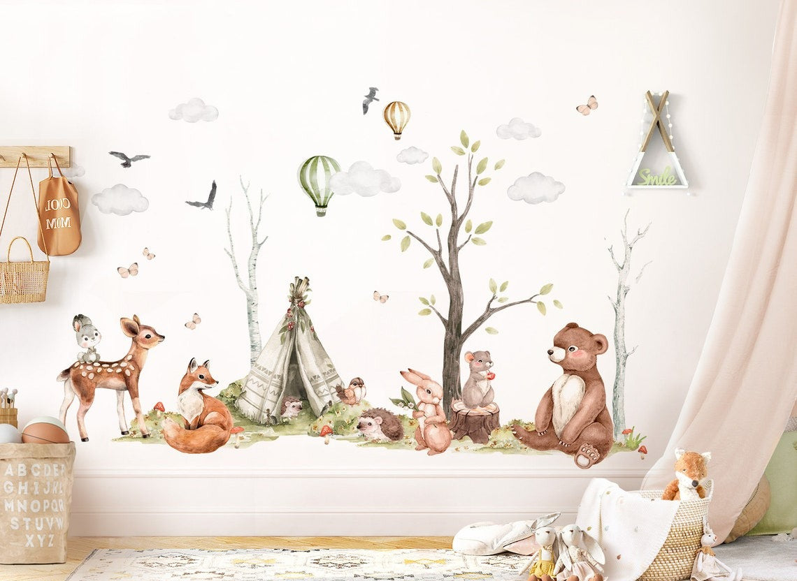 Wall decals Children's  Set of varied animal models.