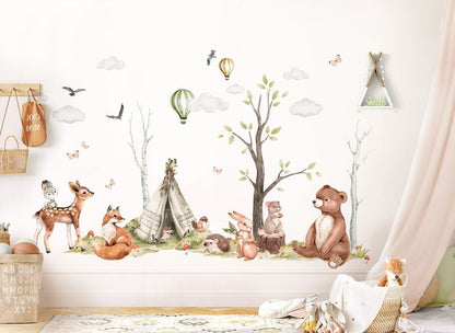 Wall decals Children's  Set of varied animal models.