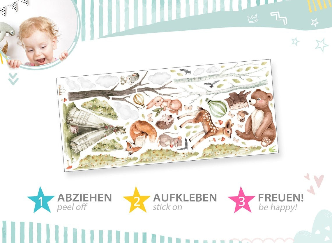 Wall decals Children's Forest Animals Set animals (0082)
