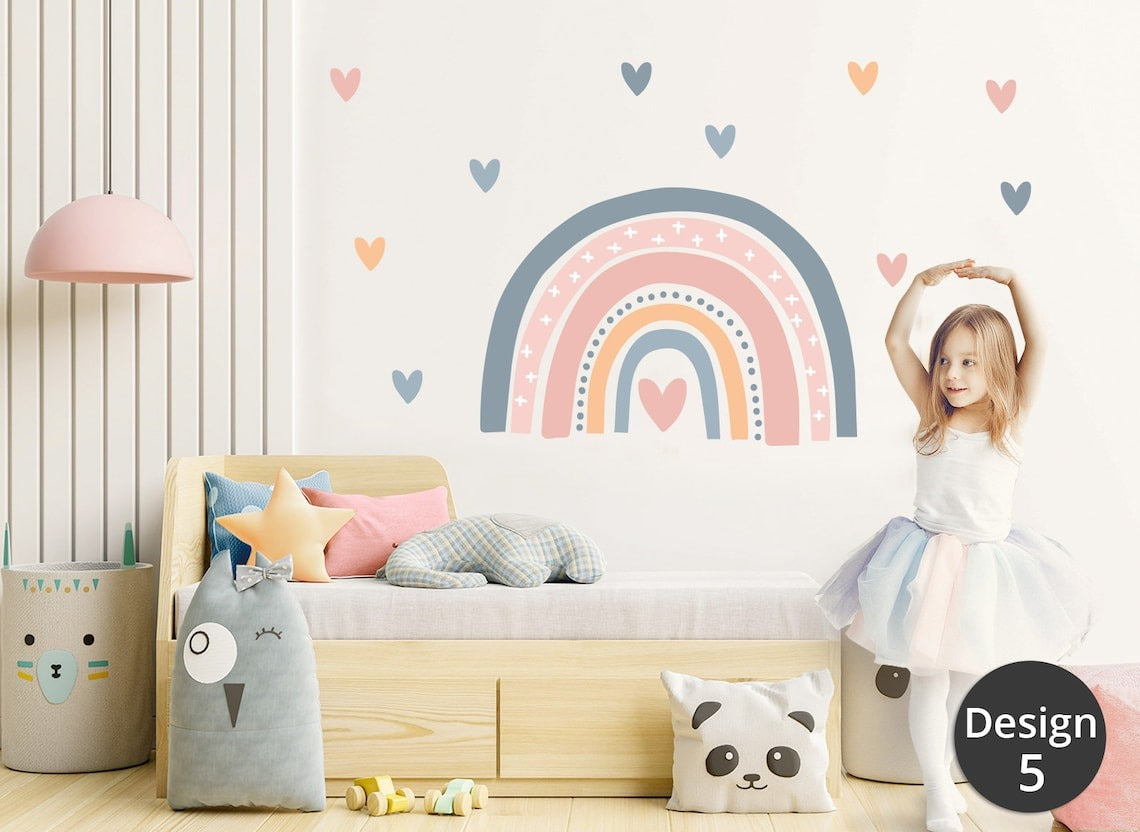 Wall decals Children's  rainbow with hearts  0002