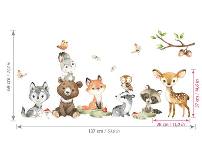 Wall decals Children's Baby Fox Rabbit Bear (0038)