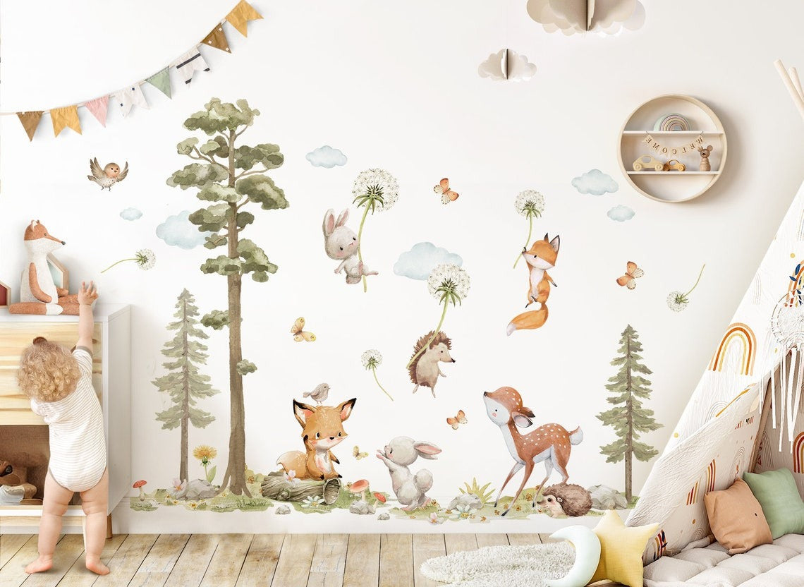 Wall decals Children's  Set of varied animal models.