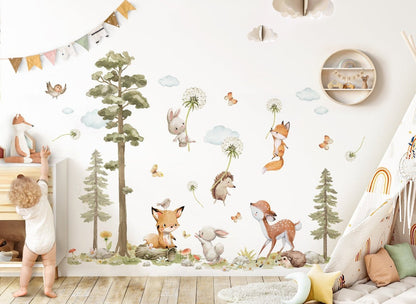 Wall decals Children's  Set of varied animal models.