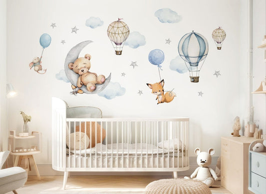 Wall decals Children's bear on the moon (0081)