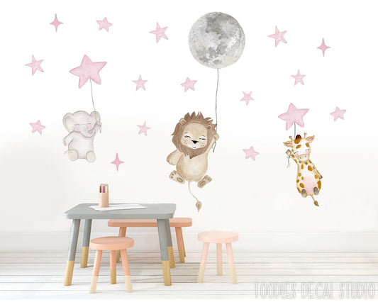 Wall decals Children's animals in balloons