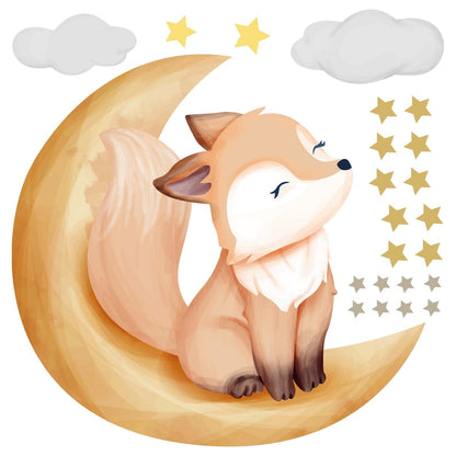 Wall decals Children's fox on moon