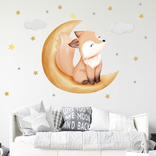 Wall decals Children's fox on moon