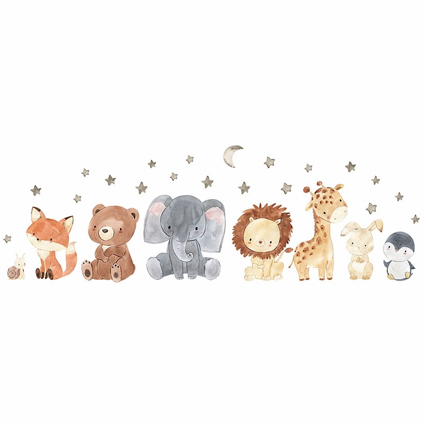 Wall decals Children's jungle animals watercolor baby