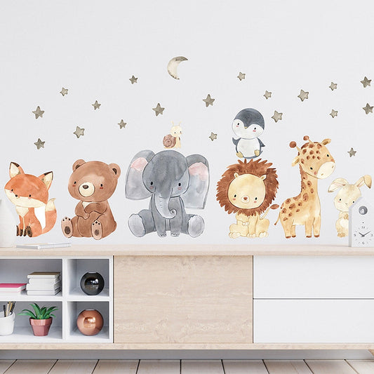 Wall decals Children's jungle animals watercolor baby
