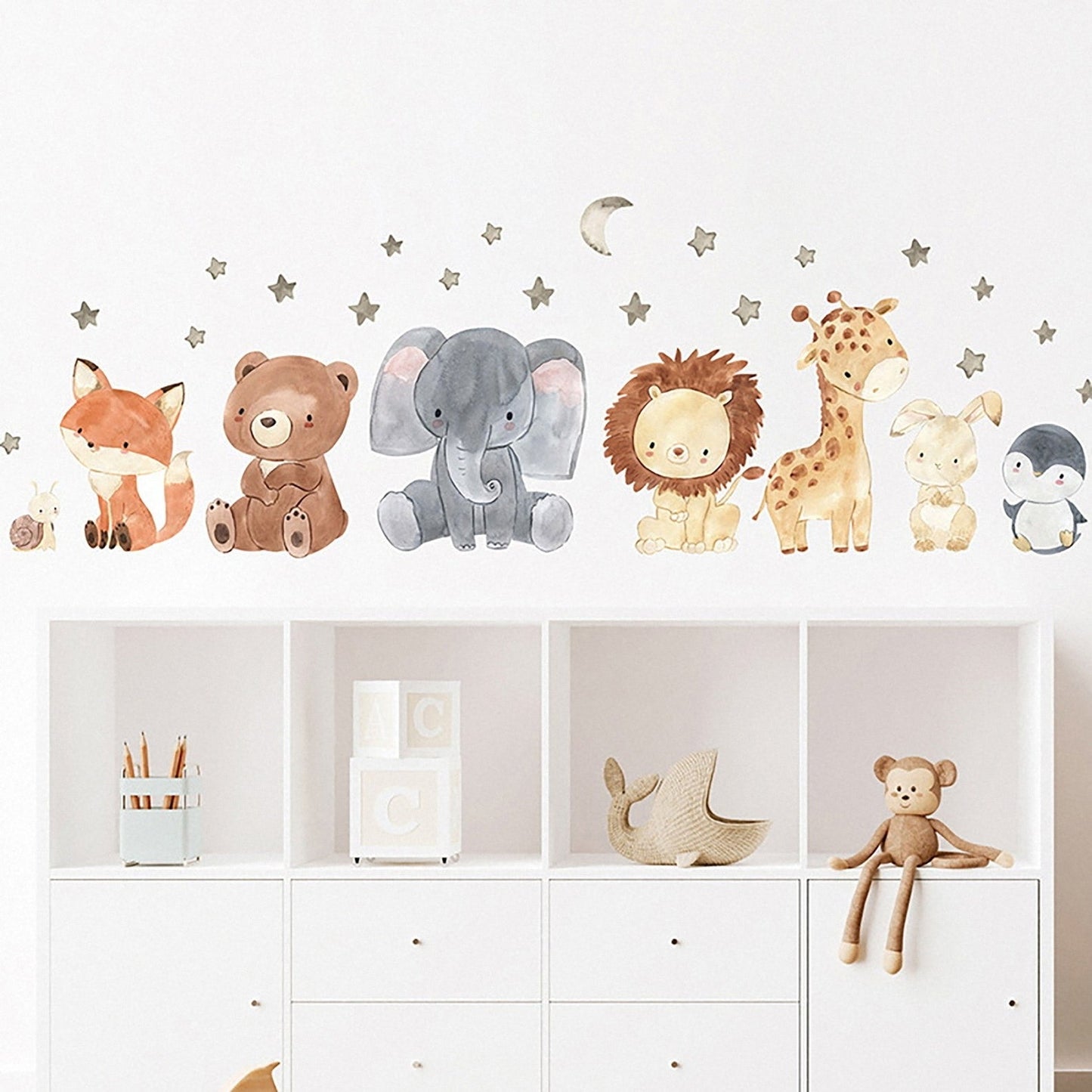 Wall decals Children's jungle animals watercolor baby