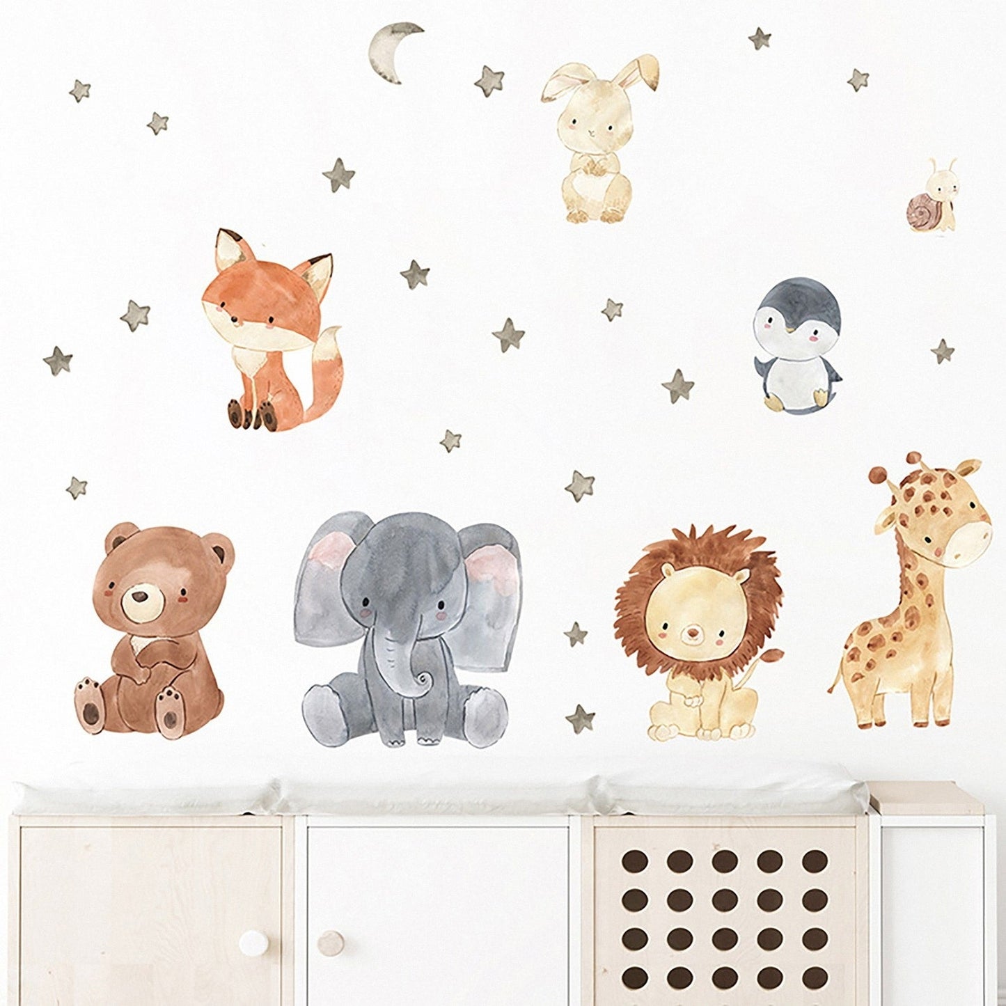 Wall decals Children's jungle animals watercolor baby