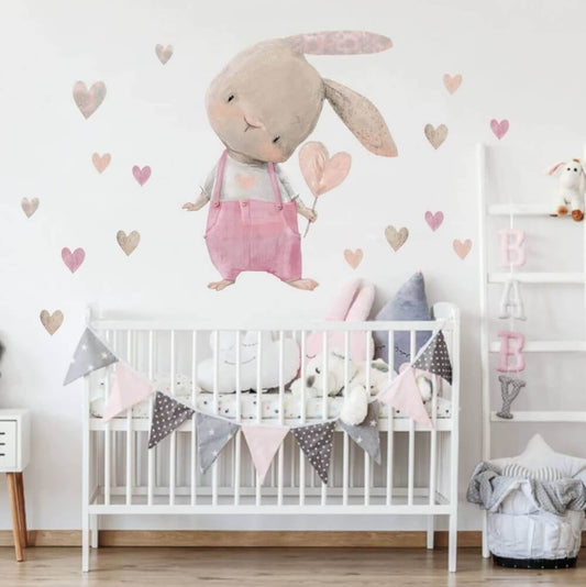 Wall decals Children's rabbit with hearts