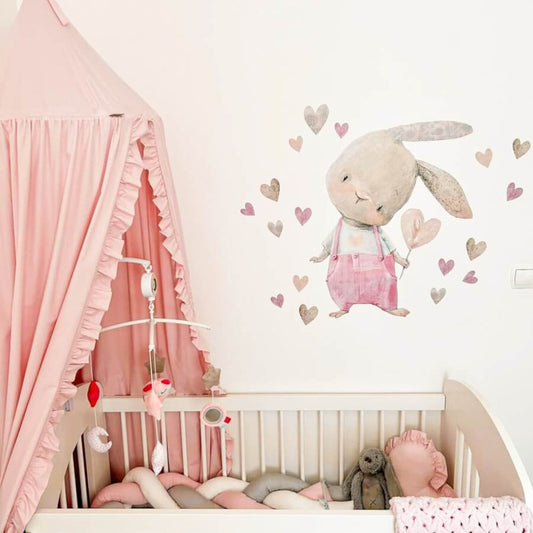 Wall decals Children's rabbit with hearts