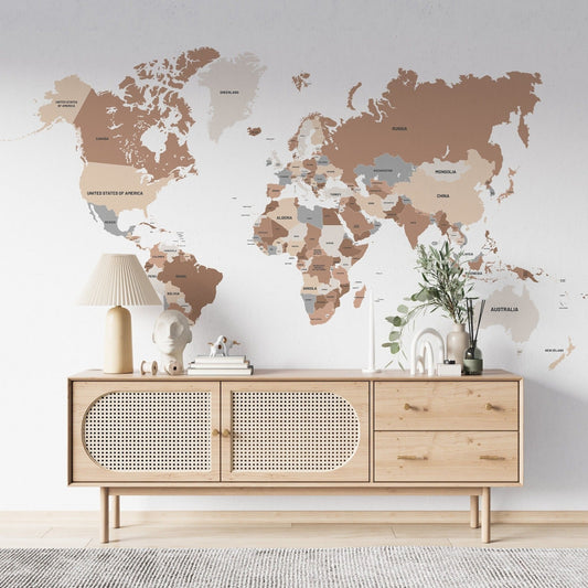 Wall decals World map countries various colors