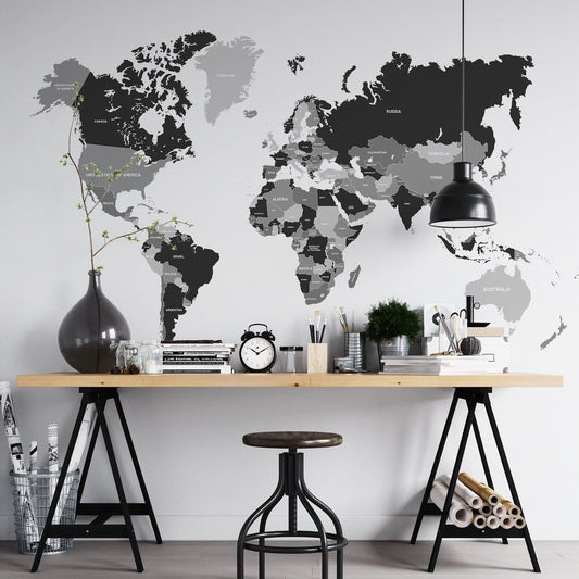 Wall decals World map countries various colors