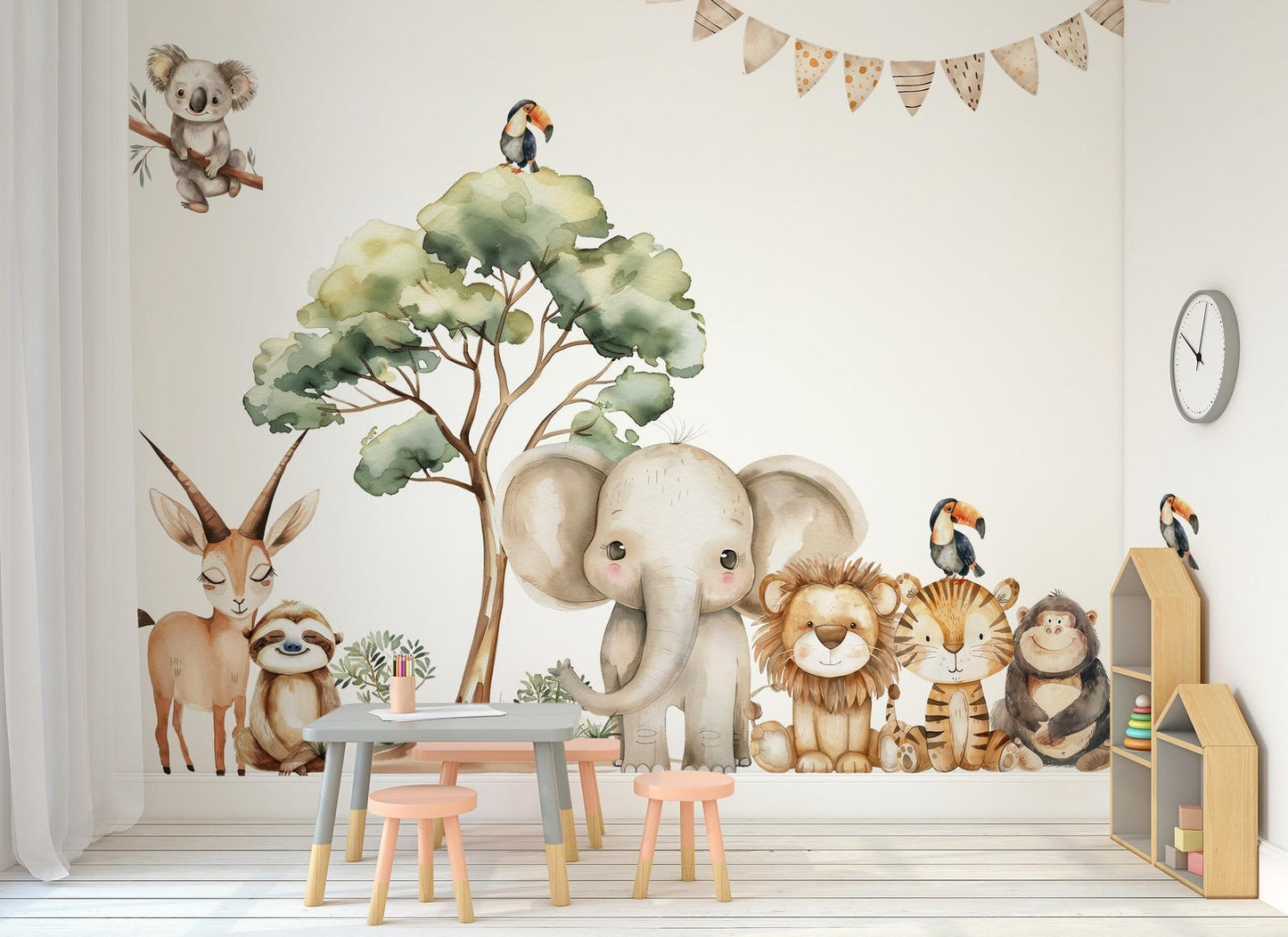 Wall decals Children's  Set of varied animal models.